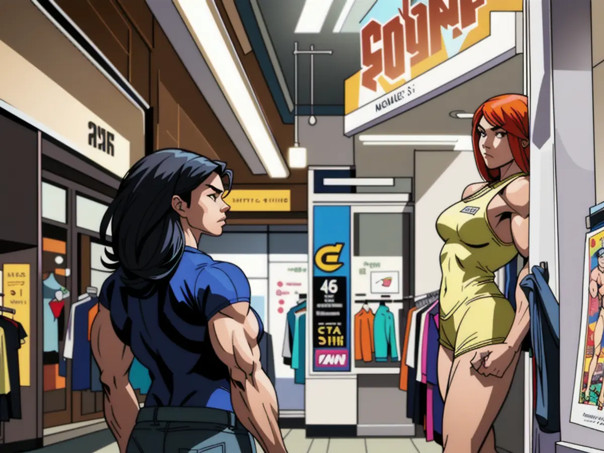 A Young Woman of Asian Origin Stands Outside a Boutique, Engrossed in the Display, During Her...